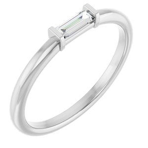 14K White 1/8 CTW  Natural Diamond Stackable Ring