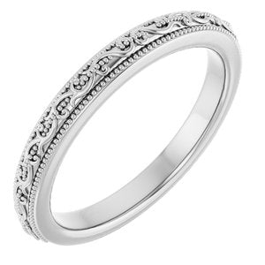 14K White Wedding Band