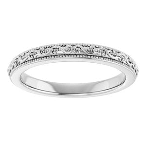 14K White Wedding Band