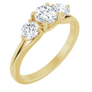 14K Yellow 1 CTW Natural Diamond Three-Stone Engagement Ring