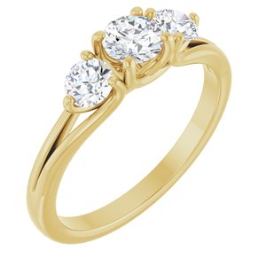 14K Yellow 3/4 CTW Natural Diamond Three-Stone Engagement Ring