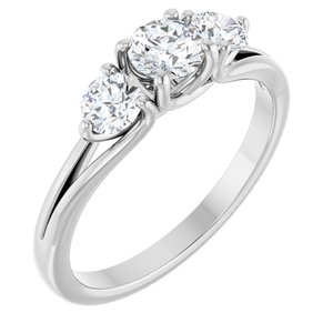 Platinum 3/4 CTW Natural Diamond Three-Stone Engagement Ring