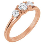 14K Rose 1/2 CTW Natural Diamond Three-Stone Engagement Ring