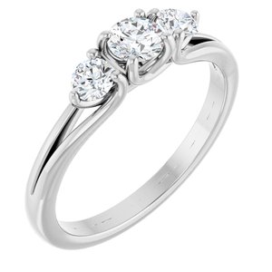 14K White 1/2 CTW Natural Diamond Three-Stone Engagement Ring