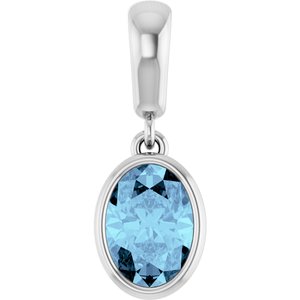 14K White Natural Aquamarine Charm/Pendant