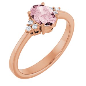 14K Rose Natural Pink Morganite & .06 CTW Natural Diamond Ring