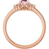 14K Rose Natural Pink Morganite & .06 CTW Natural Diamond Ring