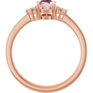 14K Rose Natural Pink Morganite & .06 CTW Natural Diamond Ring