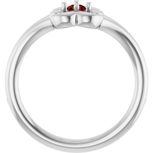 14K White Natural Mozambique Garnet Youth Flower Ring