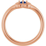 14K Rose Natural Blue Sapphire Youth Flower Ring