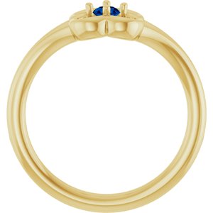 14K Yellow Natural Blue Sapphire Youth Flower Ring