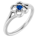 Platinum Natural Blue Sapphire Youth Flower Ring