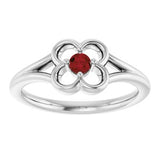 14K White Natural Mozambique Garnet Youth Flower Ring
