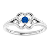 Platinum Natural Blue Sapphire Youth Flower Ring