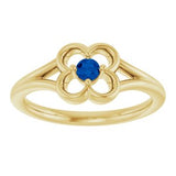 14K Yellow Natural Blue Sapphire Youth Flower Ring