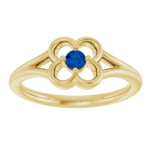 14K Yellow Natural Blue Sapphire Youth Flower Ring