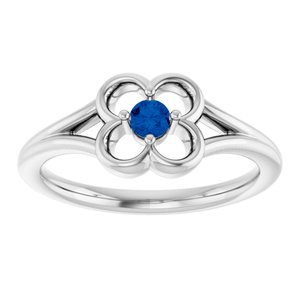 Sterling Silver Natural Blue Sapphire Youth Flower Ring