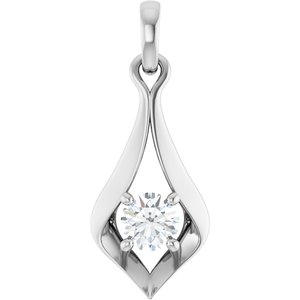 14K White 1/4 CTW Natural Diamond Pendant