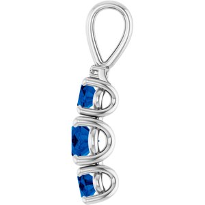 14K White 6x4 mm Oval Lab-Grown Blue Sapphire & .025 CTW Natural Diamond Pendant