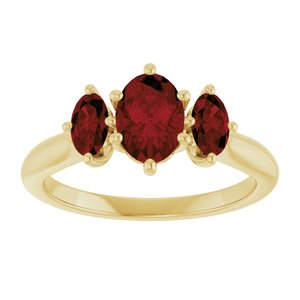 14K Yellow 7x5 mm Oval Natural Mozambique Garnet Ring