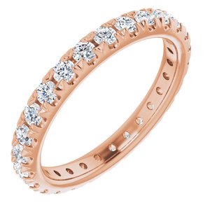 14K Rose 3/4 CTW French Set Natural Diamond Eternity Band Size 4