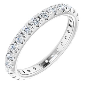 Platinum 3/4 CTW French Set Natural Diamond Eternity Band Size 4.5