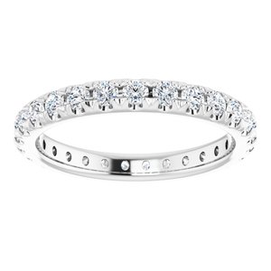 Platinum 3/4 CTW French Set Natural Diamond Eternity Band Size 4.5