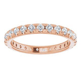 14K Rose 3/4 CTW French Set Natural Diamond Eternity Band Size 4