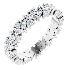 Platinum 1 1/10 CTW Natural Diamond Cluster Eternity Band Size 4.5