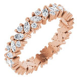 14K Rose 1 1/10 CTW Natural Diamond Cluster Eternity Band Size 4.5