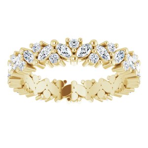 14K Yellow 1 1/10 CTW Natural Diamond Cluster Eternity Band Size 4.5