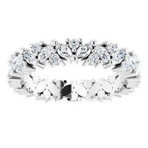 Platinum 1 1/10 CTW Natural Diamond Cluster Eternity Band Size 4