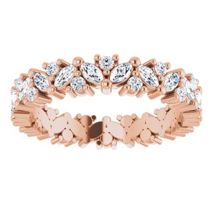 14K Rose 1 1/10 CTW Natural Diamond Cluster Eternity Band Size 4