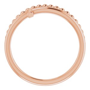 14K Rose Negative Space & Beaded Cross Ring