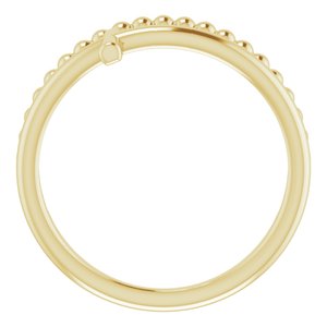 14K Yellow Negative Space & Beaded Cross Ring