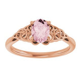 14K Rose Natural Pink Morganite Celtic-Inspired Ring