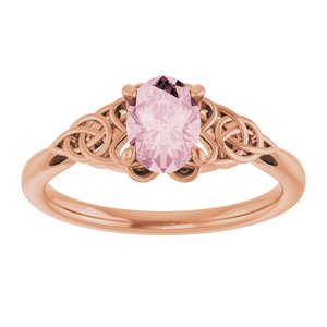 14K Rose Natural Pink Morganite Celtic-Inspired Ring