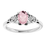Platinum Natural Pink Morganite Celtic-Inspired Ring