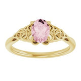 14K Yellow Natural Pink Morganite Celtic-Inspired Ring