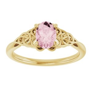 14K Yellow Natural Pink Morganite Celtic-Inspired Ring