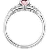 14K White Natural Pink Morganite Celtic-Inspired Ring