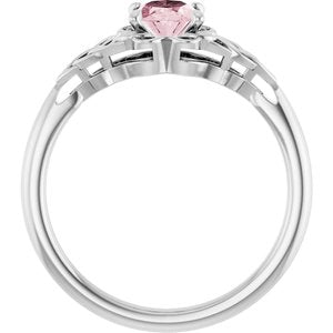 Platinum Natural Pink Morganite Celtic-Inspired Ring