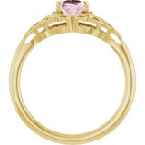 14K Yellow Natural Pink Morganite Celtic-Inspired Ring