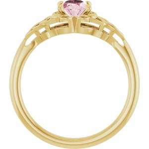 14K Yellow Natural Pink Morganite Celtic-Inspired Ring