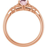 14K Rose Natural Pink Morganite Celtic-Inspired Ring