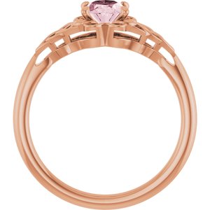 14K Rose Natural Pink Morganite Celtic-Inspired Ring
