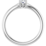 14K White Natural White Sapphire Youth Solitaire Ring