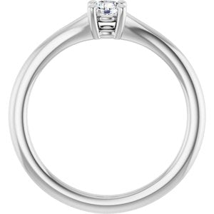 14K White Natural White Sapphire Youth Solitaire Ring