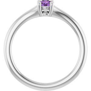 14K White Natural Amethyst Youth Solitaire Ring