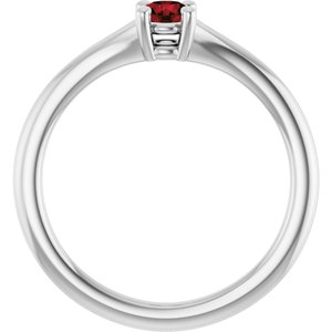 14K White Natural Mozambique Garnet Youth Solitaire Ring